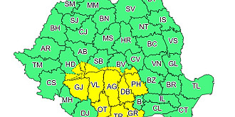meteorologii au emis un cod galben de furtuni cu vijelii si grindina in sudul tarii pana joi dimineata cantitatile de apa pot ajunge in unele zone si la 40 lmp