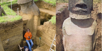 descoperire remarcabila moaii din insula pastelui au corpul ingropat in pamant