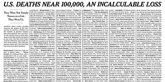 new york times si-a umplut prima pagina cu numele persoanelor ucise de covid-19
