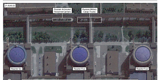 centrala nucleara zaporijie ministerul britanic al apararii publica imagini din satelit care arata vehicule blindate si camioane militare rusesti la 60 de metri de reactorul 5
